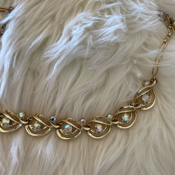 Gold and iridescent stone choker - Picture 6 of 7